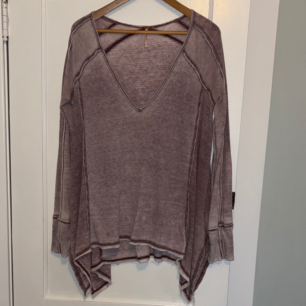 Free People Women's V-Neck Long Sleeve Top - Purple